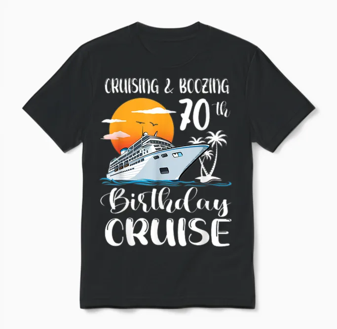 Kreuzfahrt Und Saufen 70. Geburtstag Reise Kreuzfahrtschiff Unisex T-Shirt in Black
