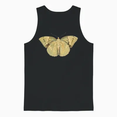 Butterfly Vintage Retro Illustration Unisex Tank Top - Black