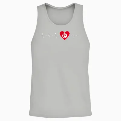 Drapeau Tunisien Battement De Cœur Fière Tunisie Homme Femme Unisex Tank Top - Ash