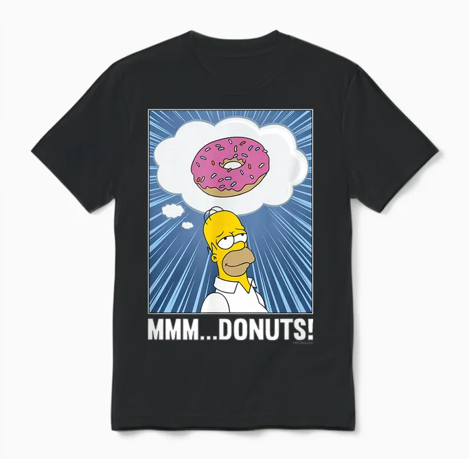 The Simpsons Homer Mmm...donuts C2 T-Shirt Small Unisex T-Shirt in Black