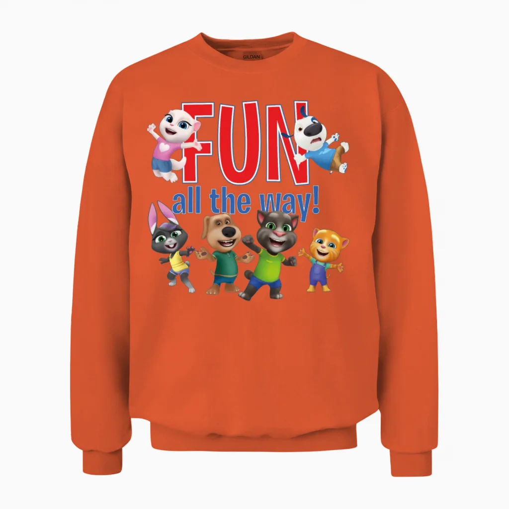 Talking Tom & Friends Fun All the Way! Unisex Sweatshirt in Orange