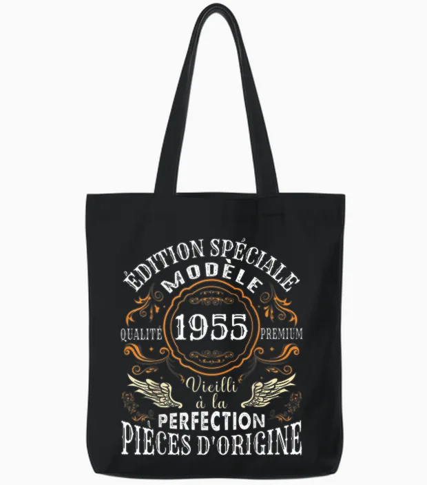 Birthday 69 Years Man Woman Humour 1955 T-Shirt, Black Tote Bags in Black