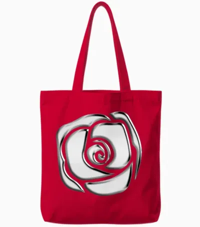 Chrome Rose Abstract Design Tote Bags - Red