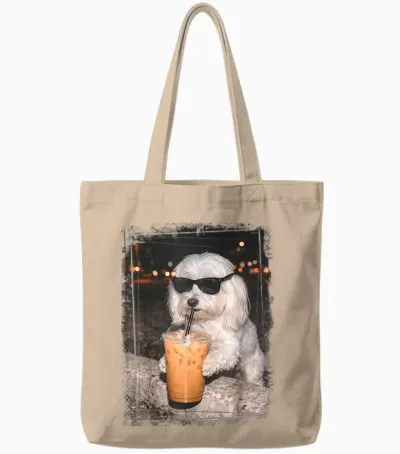Malteser Sonnenbrille Für Hunde Mit Eiskaffee Tote Bags - Natural