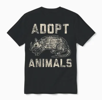 Adopt Animals Funny Unisex T-Shirt - Black