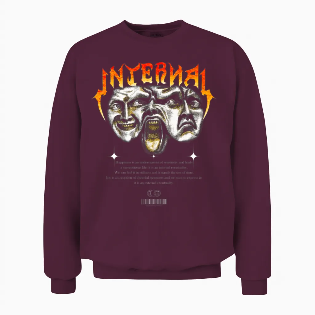 Internal Modern Streetwear Unisex Sweatshirt in Maroon