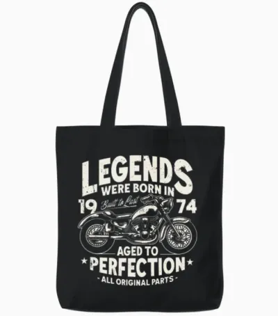 1974 Born Legends 50th Birthday Motorcycle Tote Bags - Black