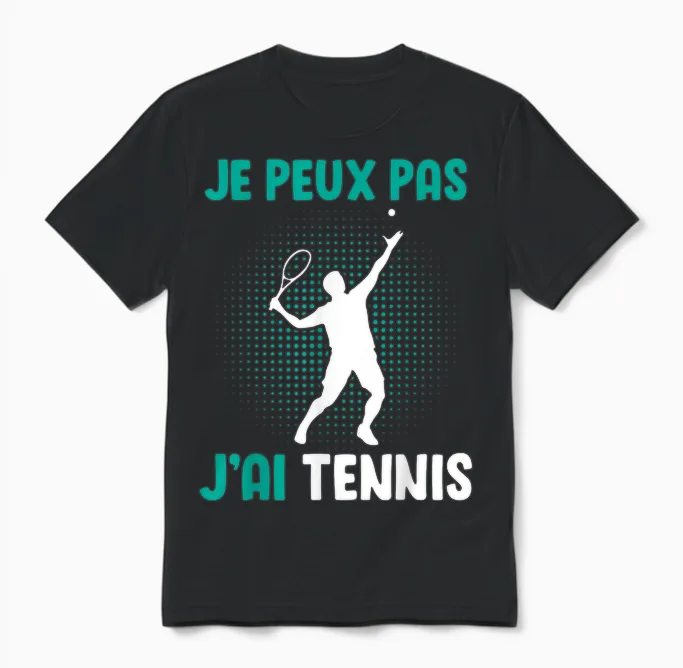 Je Peux Pas J'ai Tennis for Boys Man T-Shirt, Black, S Unisex T-Shirt in Black