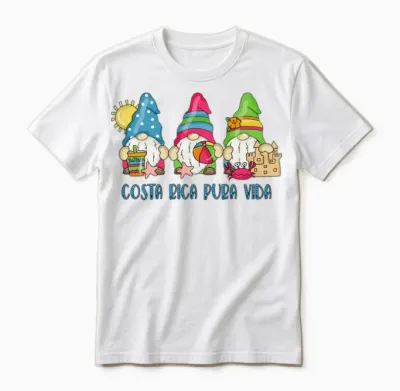 Costa Rica Pura Vida Beach Gnomes Souvenir Unisex T-Shirt - White