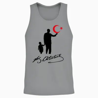 Mustafa Kemal Atatürk Türkische Flagge 23 Nisan Cocuk Bayrami Unisex Tank Top - Sport Grey