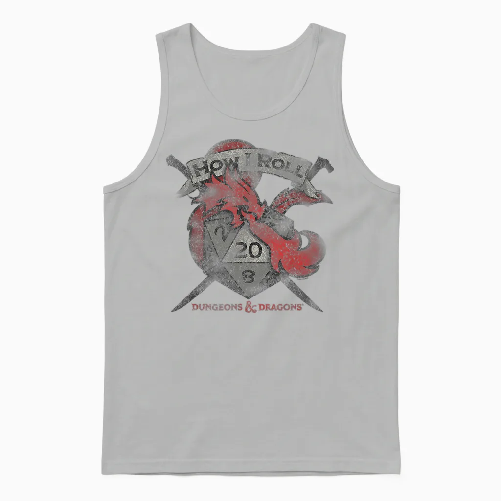 Dungeons & Dragons How I Roll T-Shirt Small Unisex Tank Top in Ash