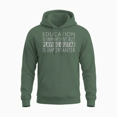 Player Guitar Funny Unisex Hoodie - Military Green