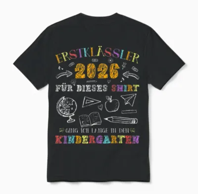 Erstklässler 2026 Schule Einschulung Endlich Schulkind Unisex T-Shirt - Black