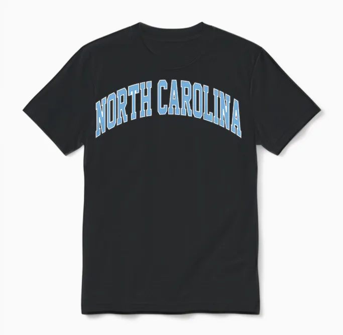 Retro North Carolina Blue Souvenir Simple North Carolina Unisex T-Shirt in Black