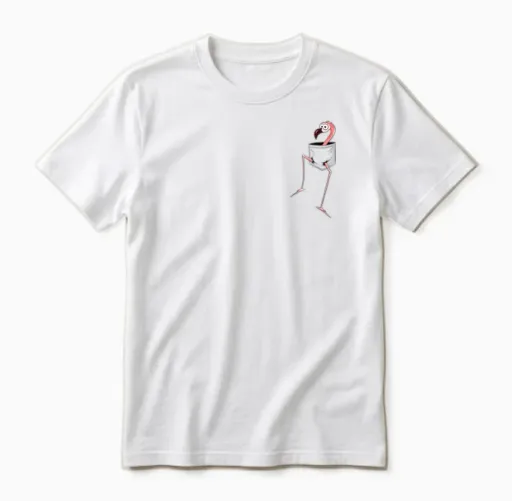 For Flamingo-Lovers L Fancy Pink Flamingo in a Pocket Unisex T-Shirt in White