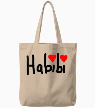 Habibi Schriftzug Mit Herzchen Tote Bags - Natural