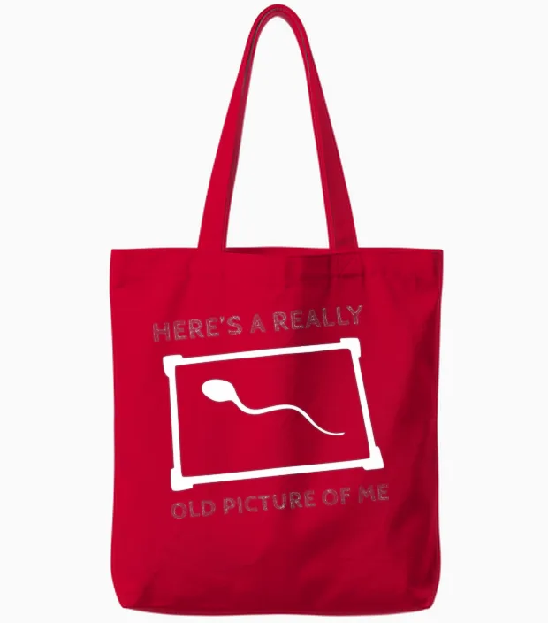 Here's My Really Old Picture of Me Tote Bags in Red