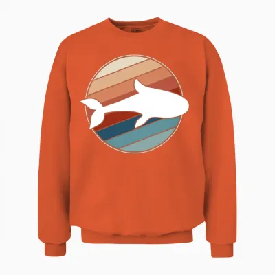 Whale in Retro Style Unisex Sweatshirt - Orange