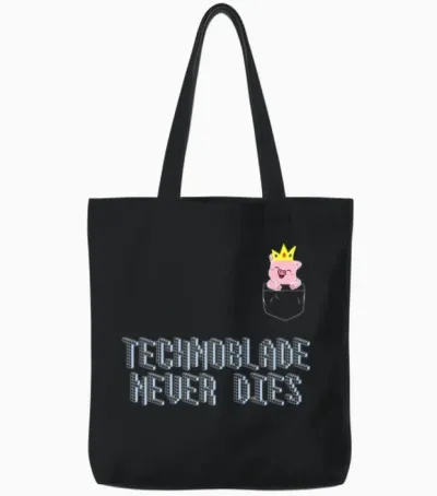 Technoblade Never Dies Merch Cosplay Gamer Tote Bags - Black