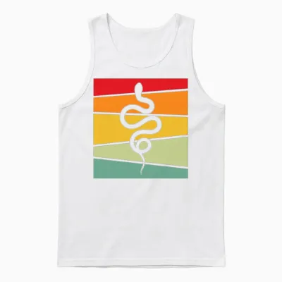 Snake Retro Unisex Tank Top - White