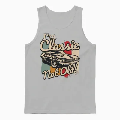 Classic Car Graphic Funny Shirt | Cool Nostalgia T Unisex Tank Top - Ash
