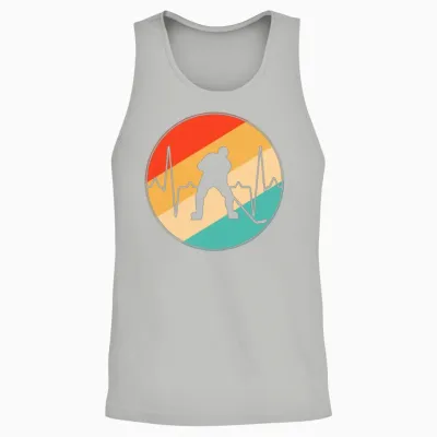 Ice Hockey Retro Heartbeat Unisex Tank Top - Ash