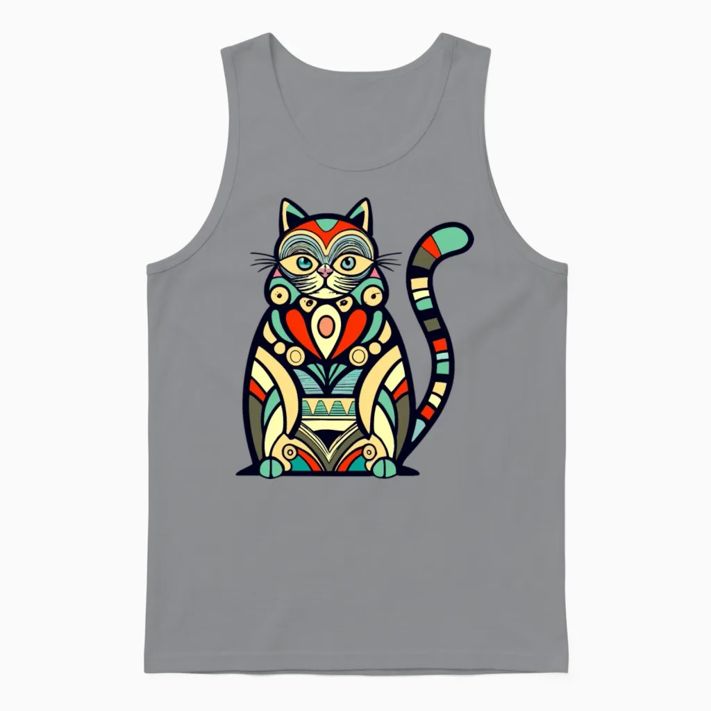 Cat Doodle Retro Colors Lovers Unisex Tank Top - Sport Grey