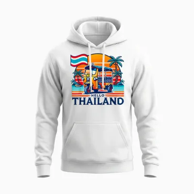 Hello Thailand Travel Gifts Souvenirs Holiday T-Shirt, White, S Unisex Hoodie - White