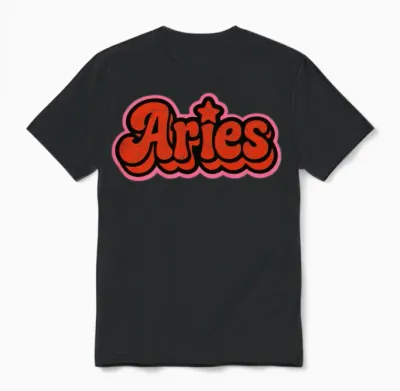 Aries Zodiac Retro Design Unisex T-Shirt - Black