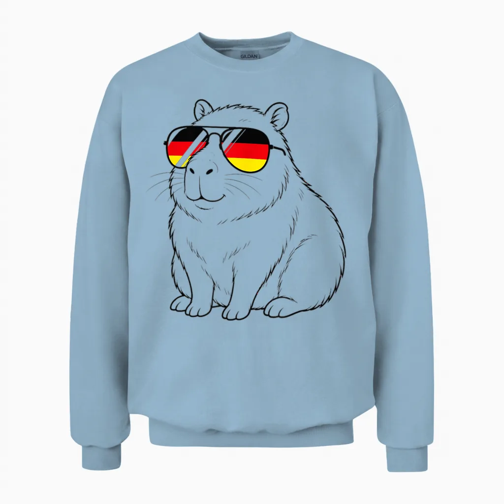 Deutsche Flagge Capybara Deutsch Deutschland Wasserschweine Unisex Sweatshirt in Light Blue