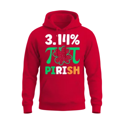 3.14% Pirish Funny St. Patricks Math Geek Pi Day Unisex Hoodie - Red