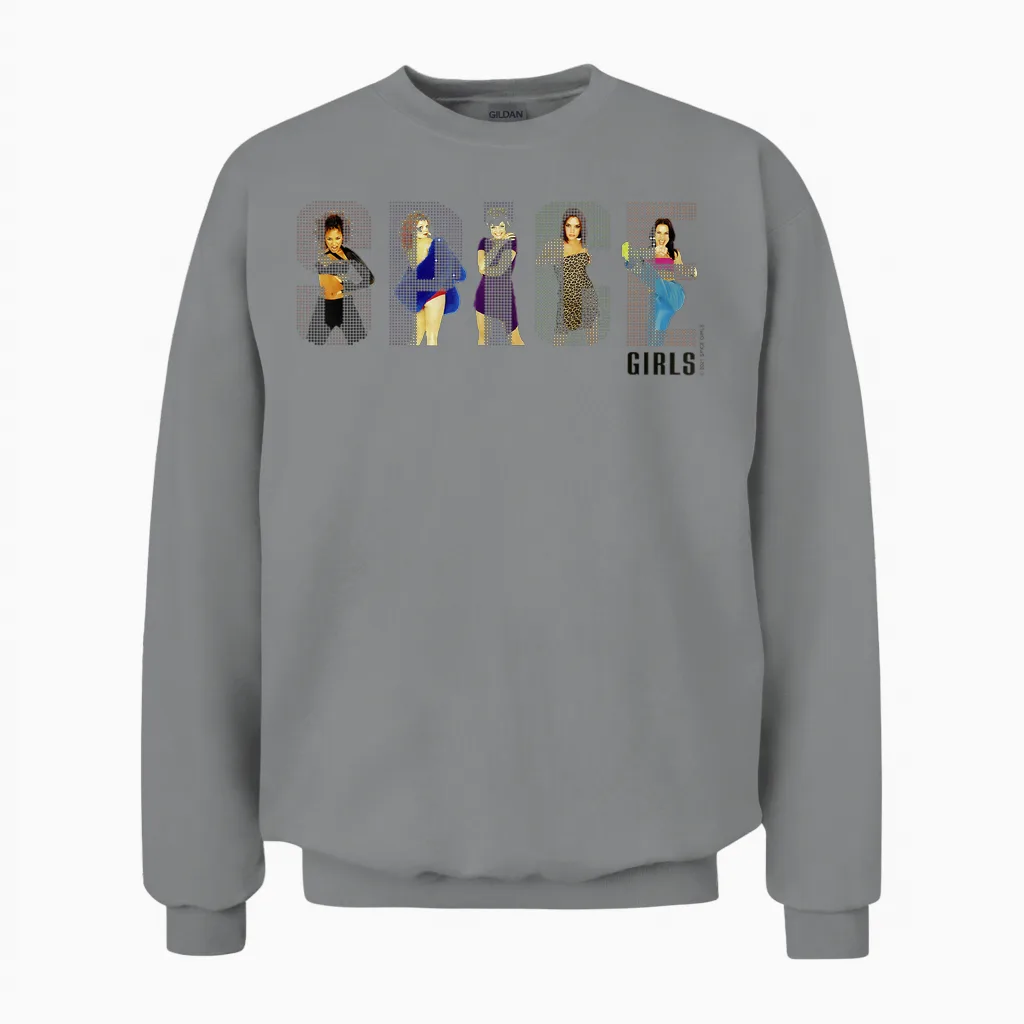 Official Spice Girls T-Shirt Album, White Unisex Sweatshirt in Sport Grey