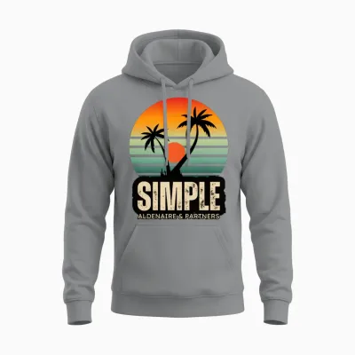 Simple Sunset Palm Logo Unisex Hoodie - Sport Grey