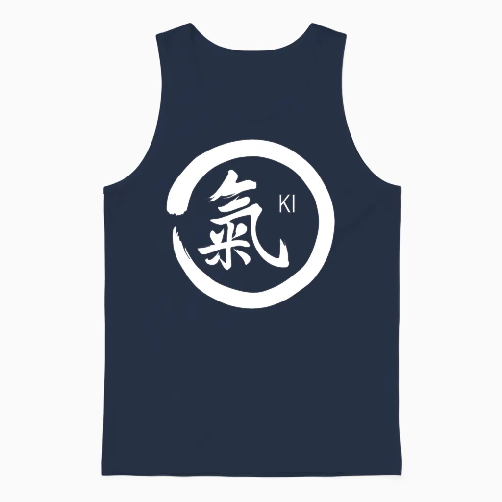 Ki Kanji with Circle Unisex Tank Top in Navy