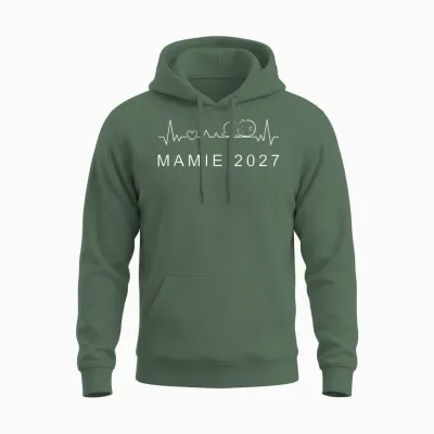 Mamie 2027 Battement De Cœur Annonce Grossesse Unisex Hoodie - Military Green