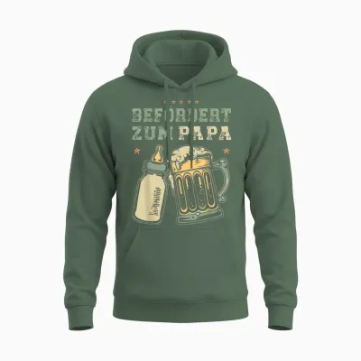 Befördert Zum Papa Baby Verkündung Für Werdende Väter Unisex Hoodie - Military Green
