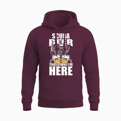 Funny Scuba Beer Shirt Funny Picture Unisex Hoodie - Maroon