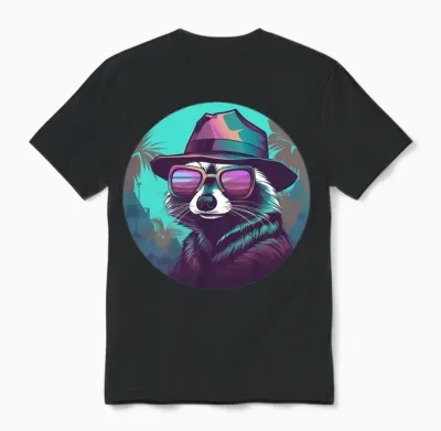 Retro Raccoon Lovers Vintage Unisex T-Shirt - Black