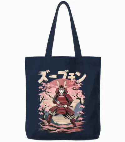 Vintage Fighter Retro Japanese Samurai Japan Samurai Meme T-Shirt, Black, S Tote Bags - Navy