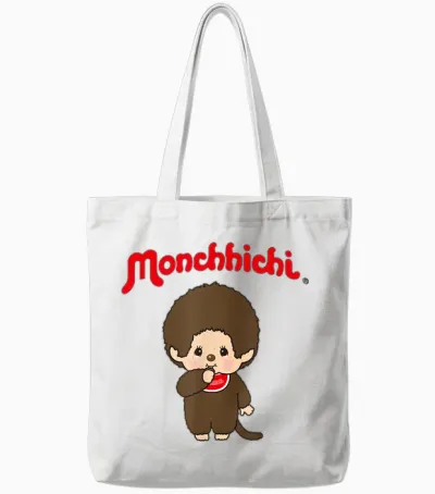 Monchhichi Cute Stance Thumbs Up Fluffy Little Guy Tote Bags - White