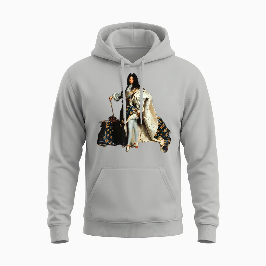 Louis Xiv, Louis 14, French King Royalist Fleur De Lys T-Shirt, Black, S Unisex Hoodie in Ash