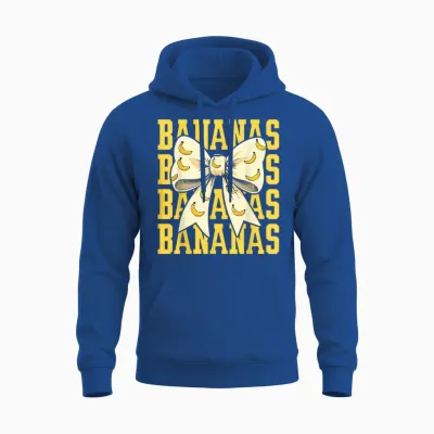 Retro Bananas Last Name Coquette Bow Women Girls Unisex Hoodie - Royal