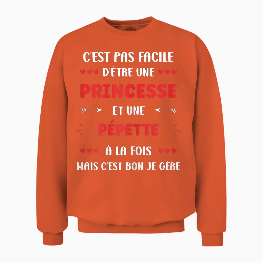 Super Pépette First Name Funny Girl Princess Pépette Unisex Sweatshirt in Orange