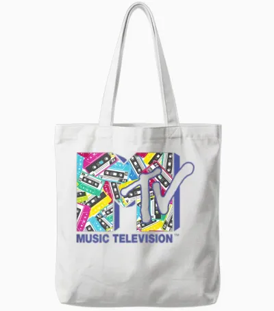 Das Offizielle Mtv-Logo Mit Den Klassischen 80er-Jahre-Bändern. Tote Bags - White