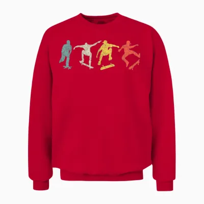 Skate Skateboarder Gift Skateboard Retro Vintage T-Shirt, Black Unisex Sweatshirt - Red