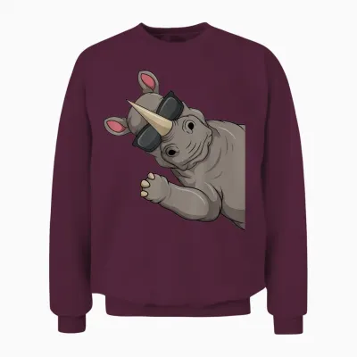 Nashorn Kinder Jungen Damen Unisex Sweatshirt - Maroon