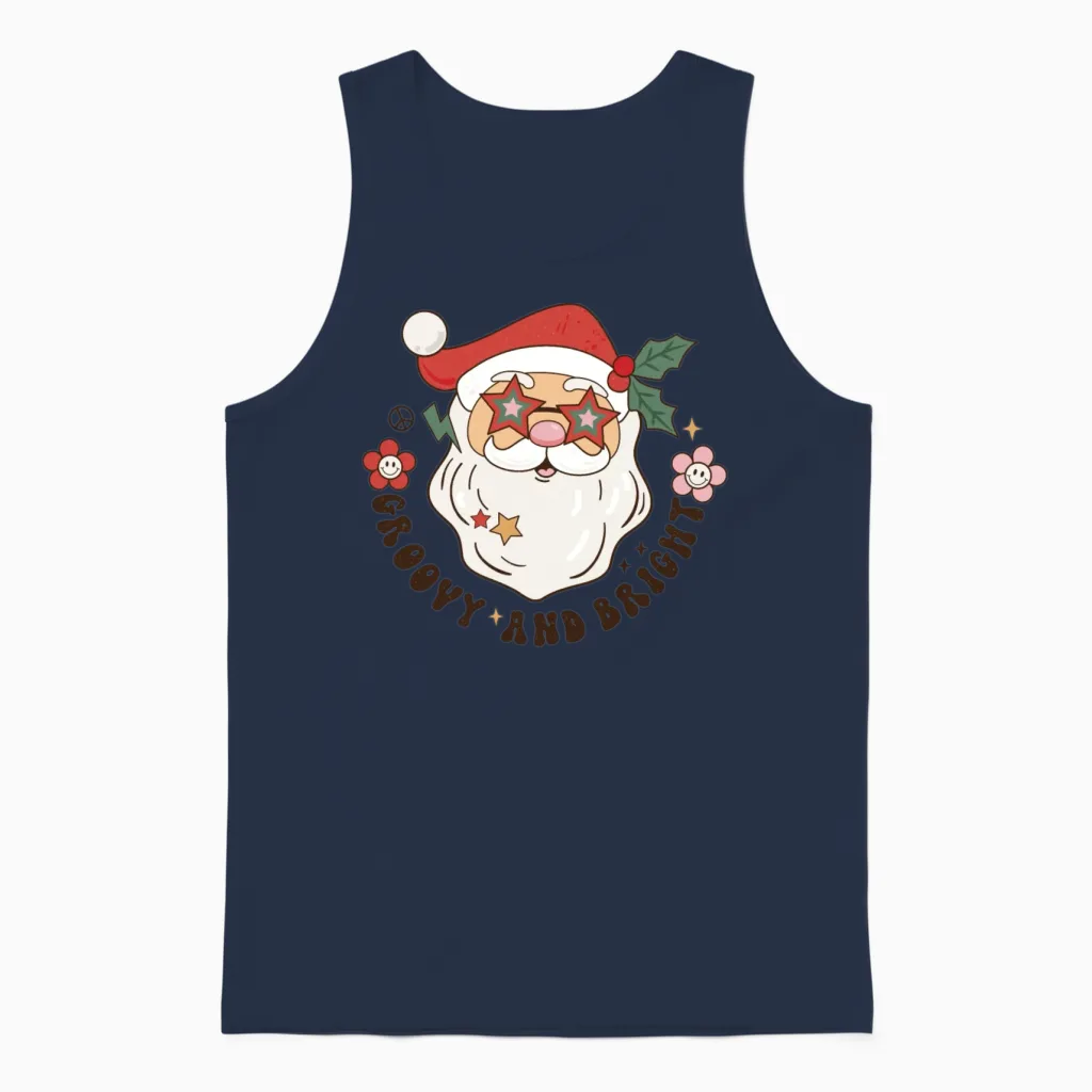 Retro Christmas Unisex Tank Top in Navy