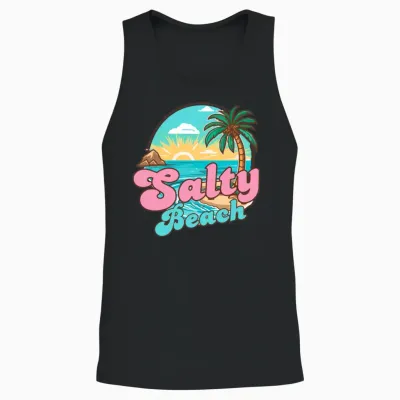 Retro Salty Beach Unisex Tank Top - Black