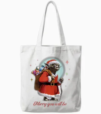 Star Wars Santa Yoda Merry You Will Be Tote Bags - White