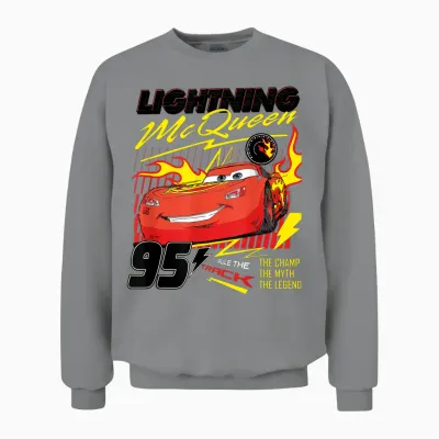Cars Lightning Mcqueen on Fire T-Shirt, Black Unisex Sweatshirt - Sport Grey